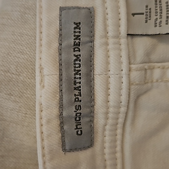 CHICO'S Creamy Tan Platinum Denim Zipper Leg Cropped Jeans - Picture 6 of 8